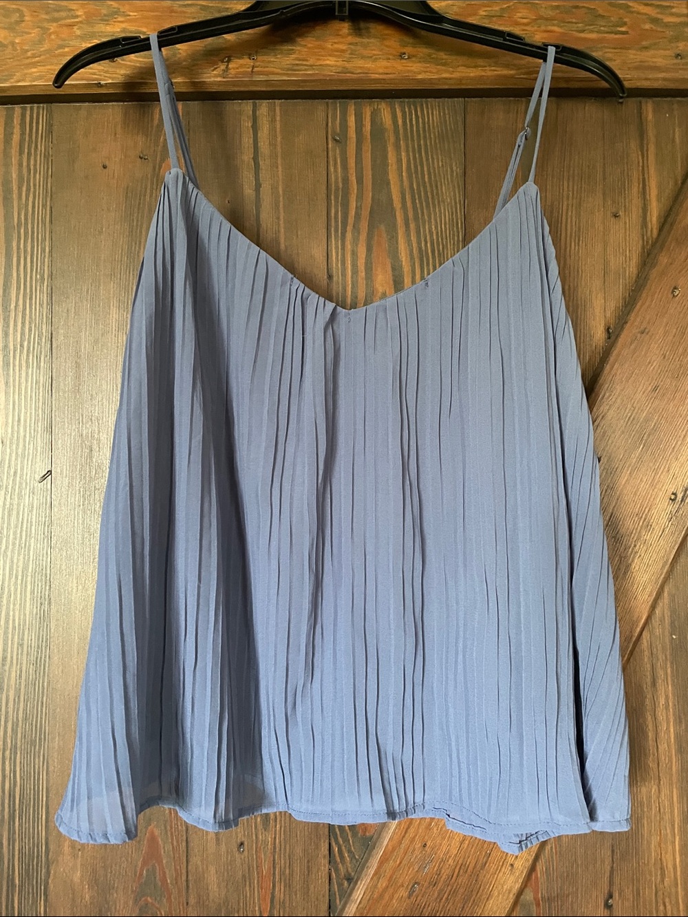 GILLI Dusty Blue Pleated Spaghetti Strap Camisole